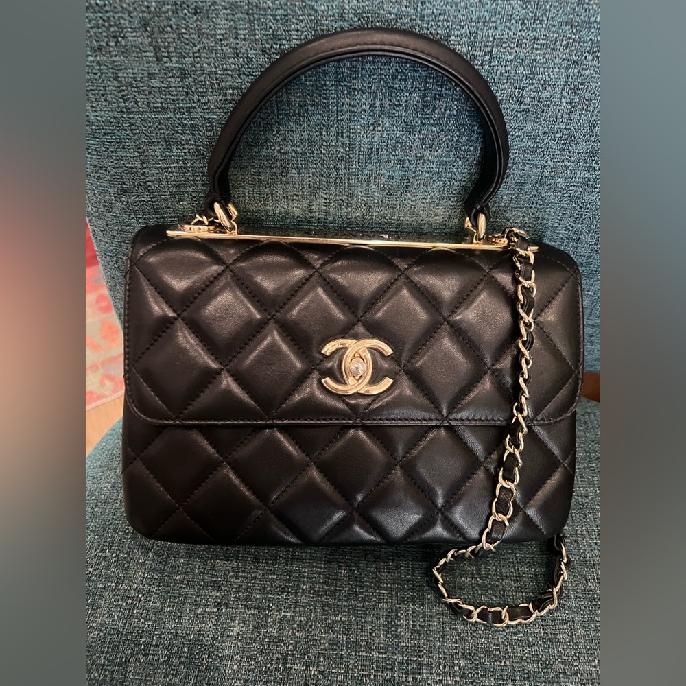 Chanel Lambskin Top Handle Flap Bag
